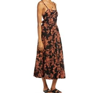 Free People Perfect Sundress Small Floral Boho Button
Front Tie Back Brown Black